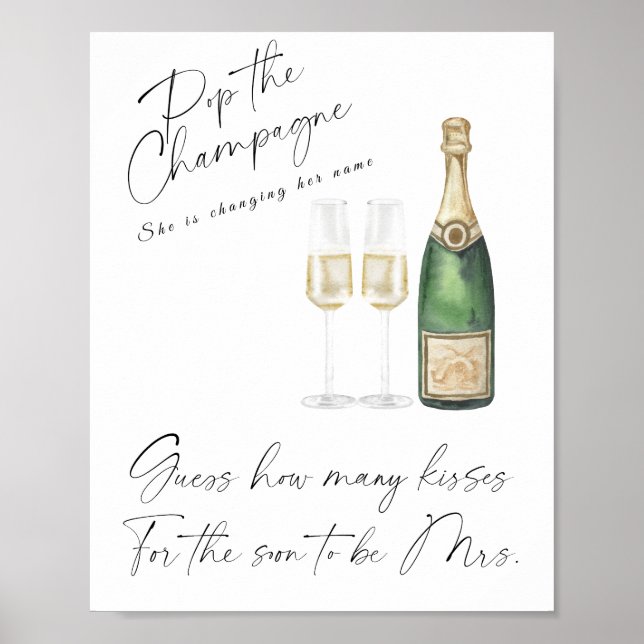 Champagne-Brautparty - wie viele Küsse Poster (Vorne)