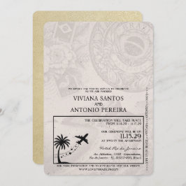 Champagne Brazil Passport Wedding Einladung