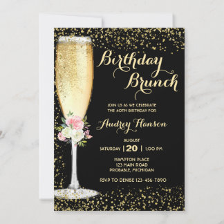 Champagne Brunch Adult Geburtstag Einladung