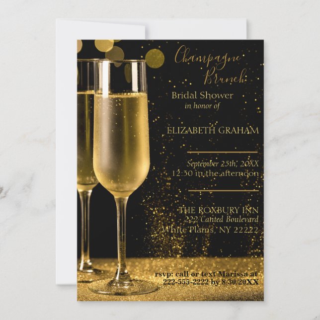 Champagne Brunch Bridal Dusche Einladung (Vorderseite)