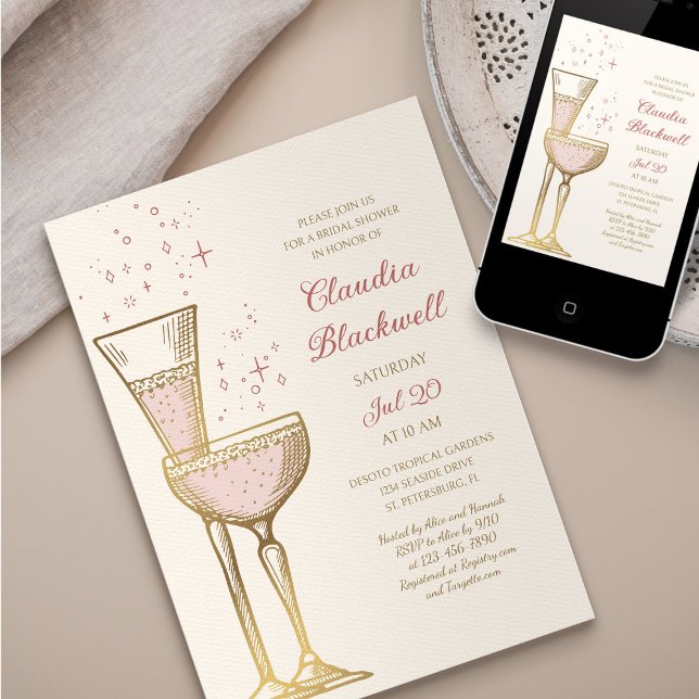 Champagne Brunch Bridal Dusche Einladung (Von Creator hochgeladen)