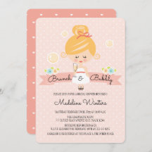 Champagne Brunch Bridal Dusche Einladung Blonde