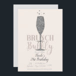 Champagne Brunch & Bubbly Silver Glitzer Geburtsta Einladung<br><div class="desc">Anpassen für jedes Ereignis.</div>