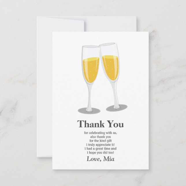 Champagne Brunch und Bubbly bedanken sich bei Ihne Dankeskarte (Vorderseite)