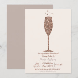 Champagne Bubbly Rose Gold Brautparty Brunch Einladung