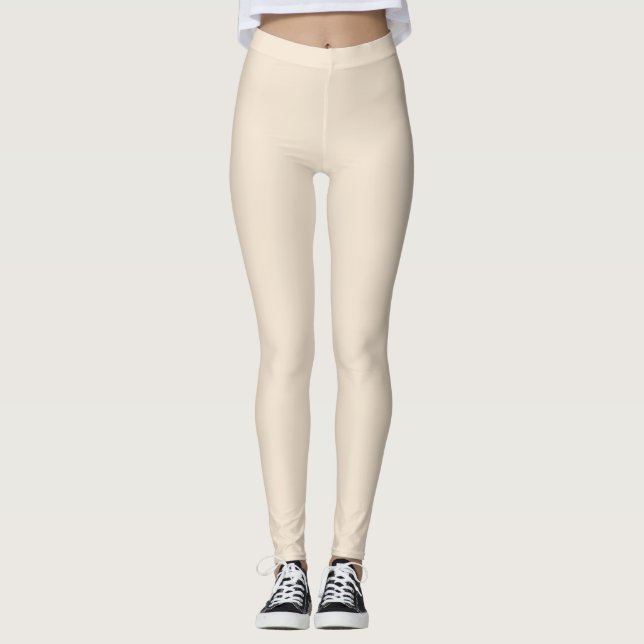 Champagne Buff Off-white Solid Color SW 0045 Leggings (Vorderseite)