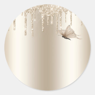 Champagne Butterfly Runder Aufkleber