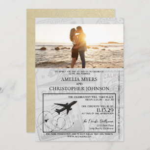 Champagne California Passport Wedding Einladung
