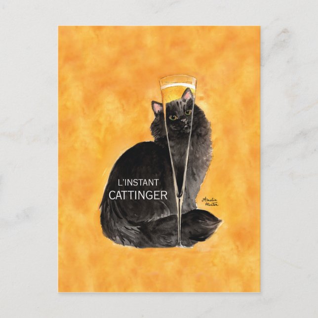 Champagne Cat Postkarte (Vorderseite)