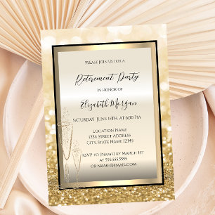 Champagne Champagne Glass Gold Bokeh Rente Einladung