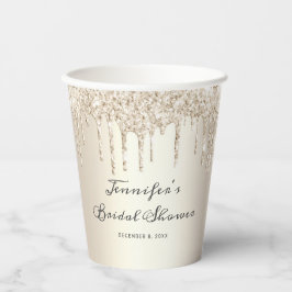 Champagne Champagne Glitzer Tropfen Script Brautpa Pappbecher