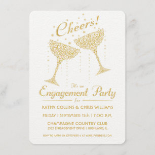 Champagne Cheer Verlobungsfeier-Einladung Einladung