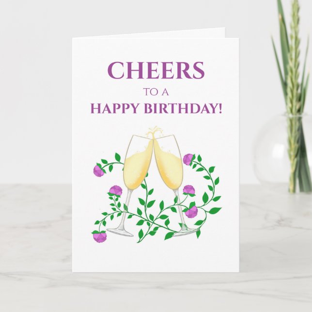 CHAMPAGNE CHEERS BIRTHDAY CARD KARTE (Vorderseite)
