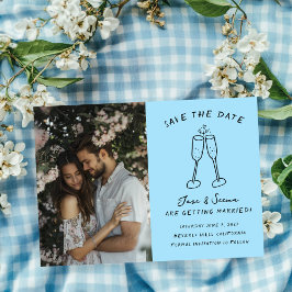 Champagne Cheers Handgezeichnetes FOTO Save The Date