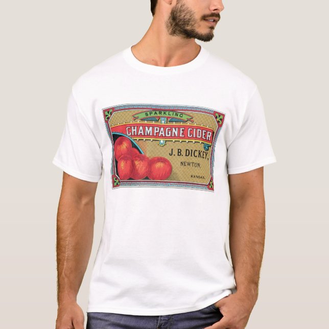 Champagne Cider Vintage Apple Crate Art T-Shirt (Vorderseite)