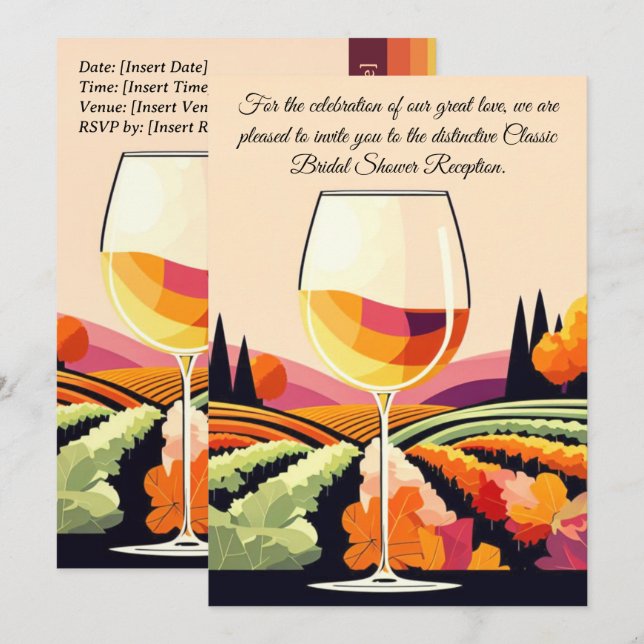 Champagne Classic Elegance Brautparty Einladung (Vorne/Hinten)