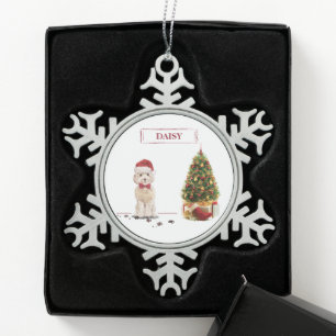 Champagne Cockapoo Funny Christmas Dog mit Tree Schneeflocken Zinn-Ornament