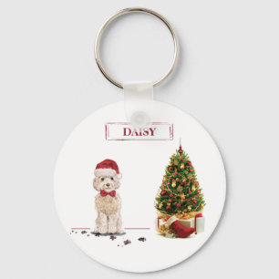 Champagne Cockapoo Lustiger Weihnachts Hund mit Ba Schlüsselanhänger