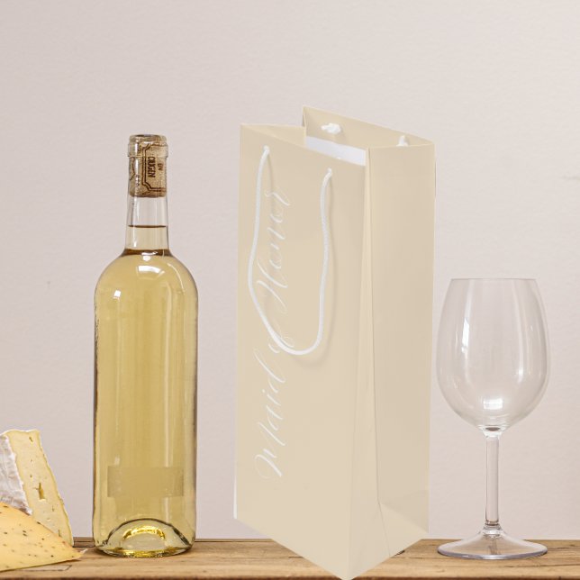 Champagne Color Stilisierte Script-Trauzeugin Geschenktüte Für Weinflaschen (In Situ)
