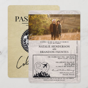Champagne Colorado Passport Wedding Einladung