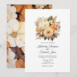 Champagne Colored Floral Wedding Einladung