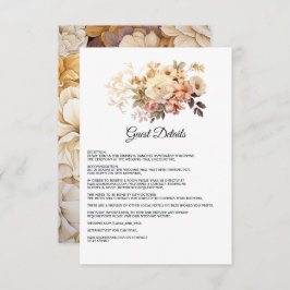 Champagne Colored Floral Wedding Guest Details Begleitkarte