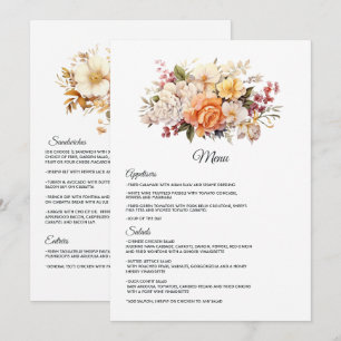 Champagne Colored Floral Wedding Menükarte