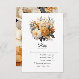 Champagne Colored Floral Wedding RSVP Karte
