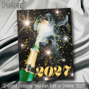 Champagne Confetti Happy Neujahr Cheers Modern Feiertagspostkarte