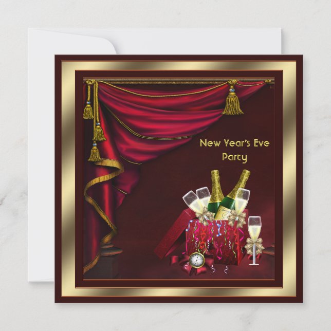 Champagne Confetti Silvester Party Einladung (Vorderseite)