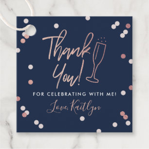 Champagne Confetti Wedding Vielen Dank Geschenkanhänger