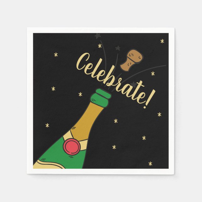 Champagne Cork Pop Special Celebrate Celebrate Cel Serviette (Vorderseite)