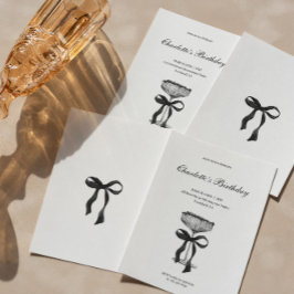 Champagne coupe Black Bow Birthday Party Invite Einladung