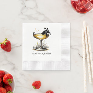 Champagne Couple Serviette