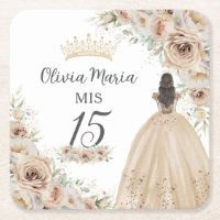 Champagne Cream Beige Floral Prinzessin Quinceañer