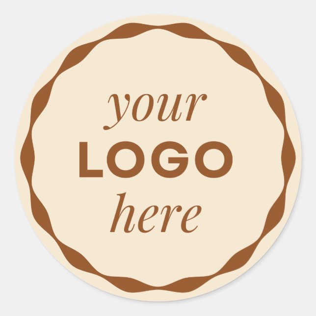 Champagne Custom Logo Scalloping Circle Aufkleber (Vorderseite)