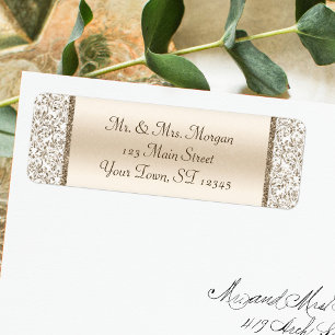 Champagne Damask Wedding Rücksendeadresse