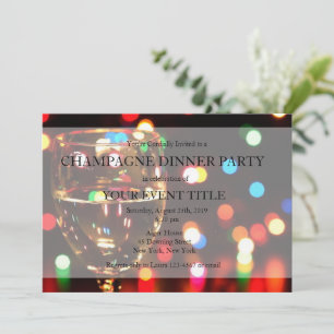 Champagne Dinner Party Bokeh Lights Custom Einladu Einladung