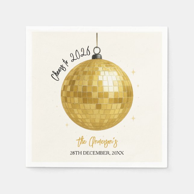 Champagne Disco Ball 2026 New Year Eve Serviette (Vorderseite)
