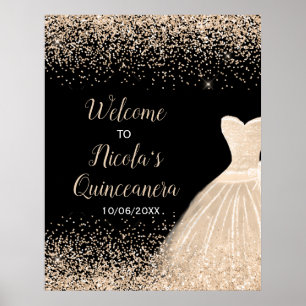 Champagne Dress Imitats Glitzer Quinceanera Willko Poster