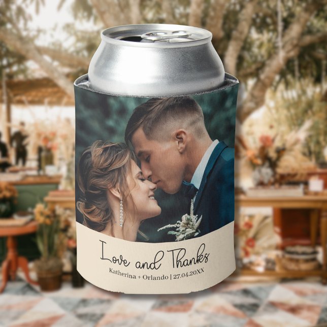 Champagne Elegant Wedding Love and Thanks Photo Dosenkühler (Von Creator hochgeladen)