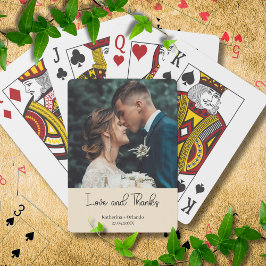 Champagne Elegant Wedding Love and Thanks Photo Spielkarten