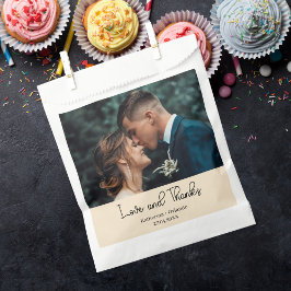 Champagne Elegante Hochzeit Liebe und Dank Foto Geschenktütchen