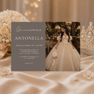 Champagne Elfenbein Quinceañera Einladung