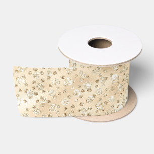 Champagne-falsche Glitter-Cheetah-Flecken Satinband