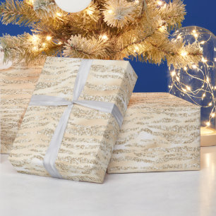 Champagne Faux Glitter Zebrastreifen Geschenkpapier