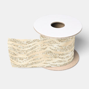 Champagne Faux Glitter Zebrastreifen Satinband
