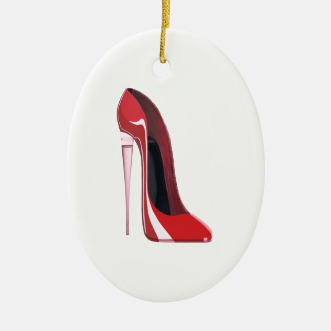 Champagne-Fersen-rote Stilett-Schuh-Kunst Keramikornament (Vorne)