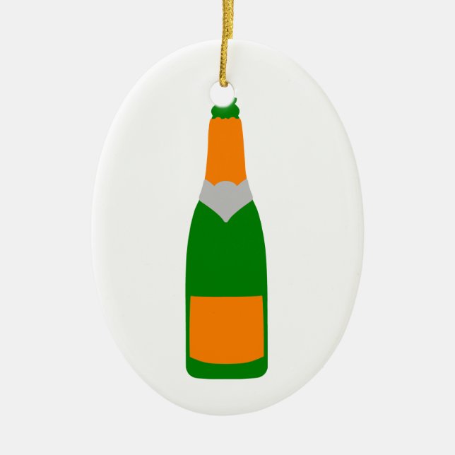 Champagne-Flasche Keramikornament (Vorne)