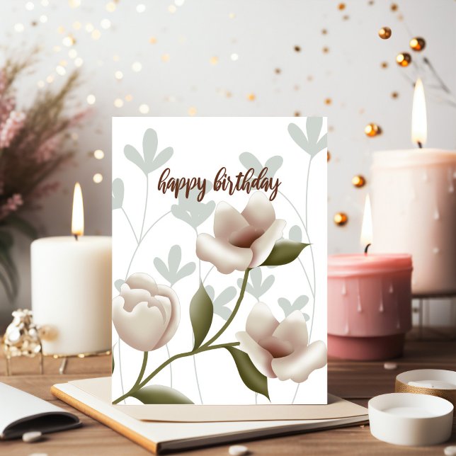 Champagne Floral Birthday Card Karte (Unique Birthday Cards: Geometric and Flat Art styles featuring florals, animals, and modern designs
)